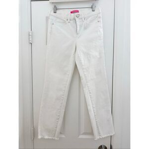 Lilly Pulitzer Womens Resort White High Rise Nolynn Frayed Hem Slim Jeans Size 4